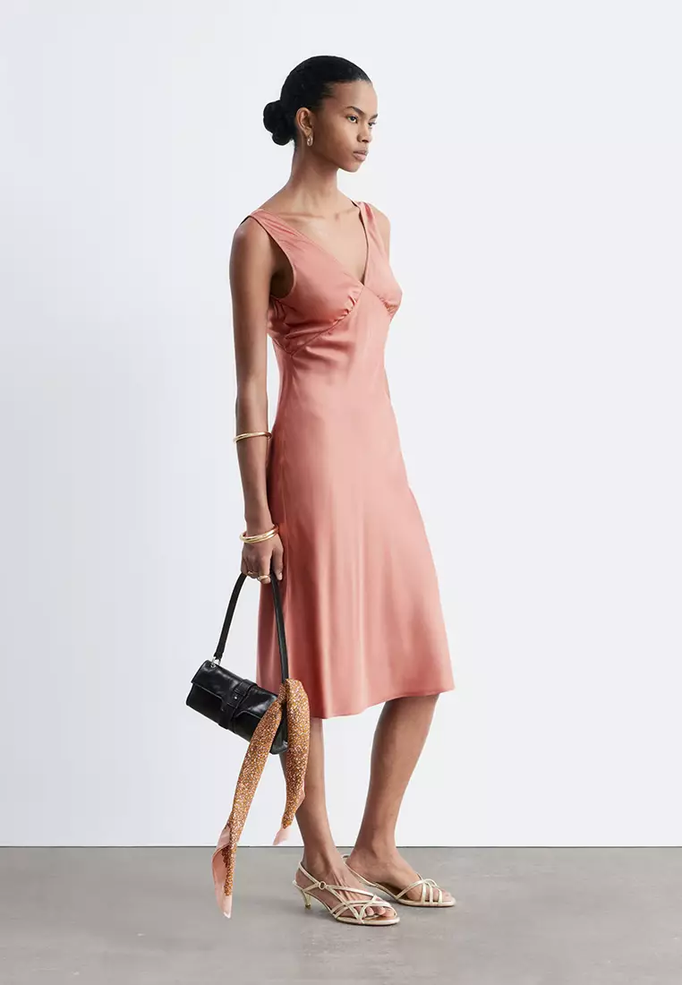 V-Neck Slip Midi Dress