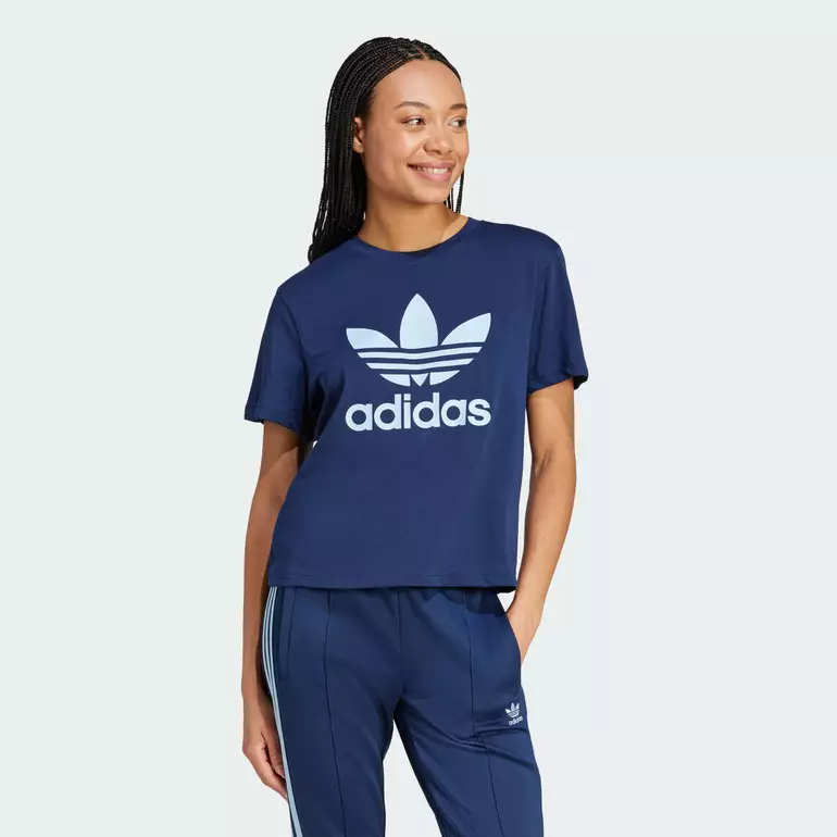 adidas Lifestyle Adicolor Trefoil Boxy Tee Women Blue JD3144
