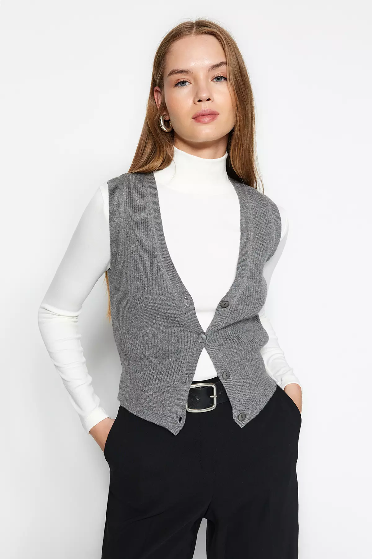 V-Neck Knit Vest