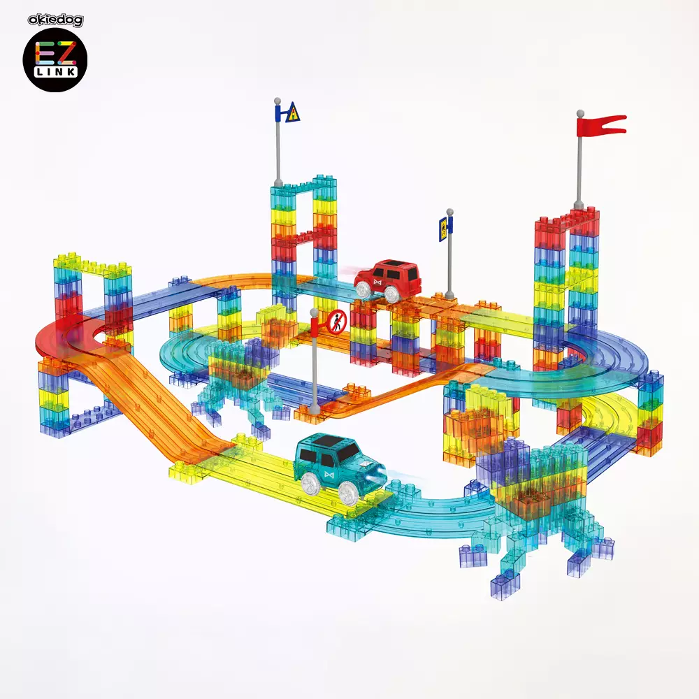 Okiedog EZLINK Magnetic Track Car - Mainan Magnet Edukasi anak (STEM) - 154pcs