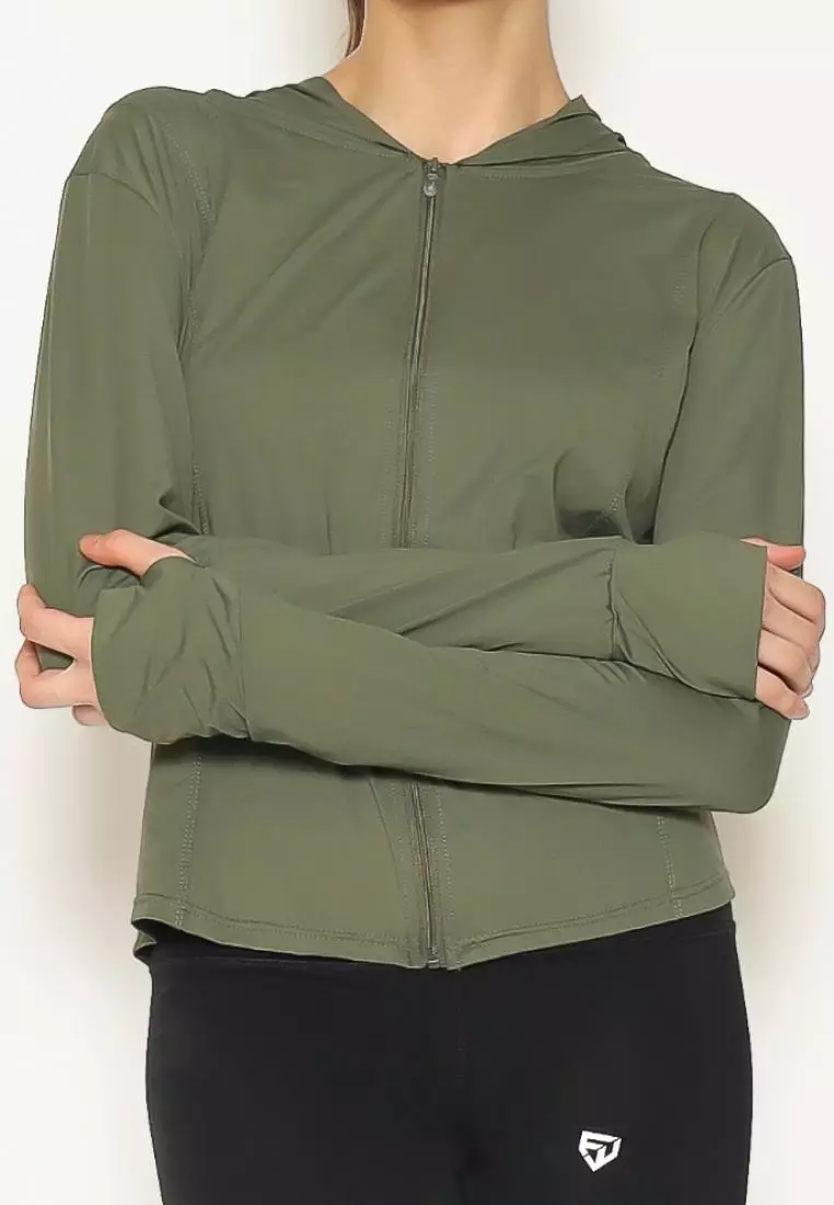Fitwear - Jaket Olahraga Wanita DRYFIT NATASHA SLIMFIT ANTI UV - ARMY
