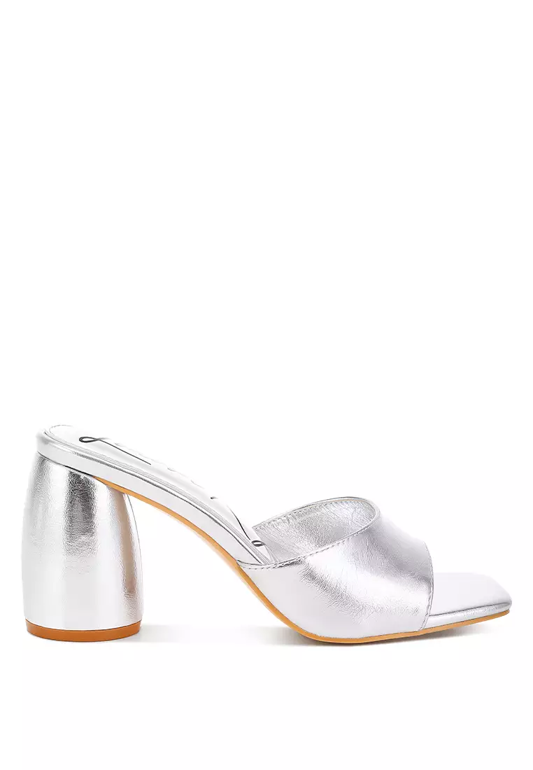Discount on London Rag  shoes - SKU: Metallic Faux Leather Slip On Sandals in Silver