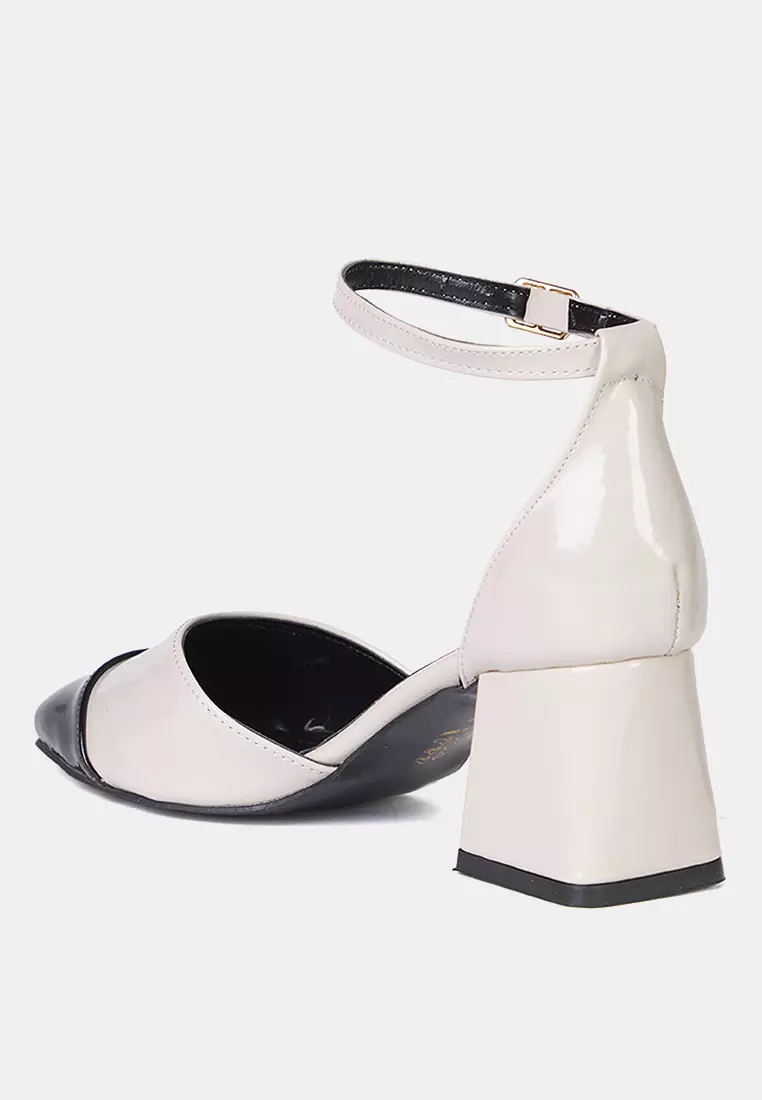 Color Block Round Toe Women's Mary Jane Block Heeled Shoes Takss25To00024