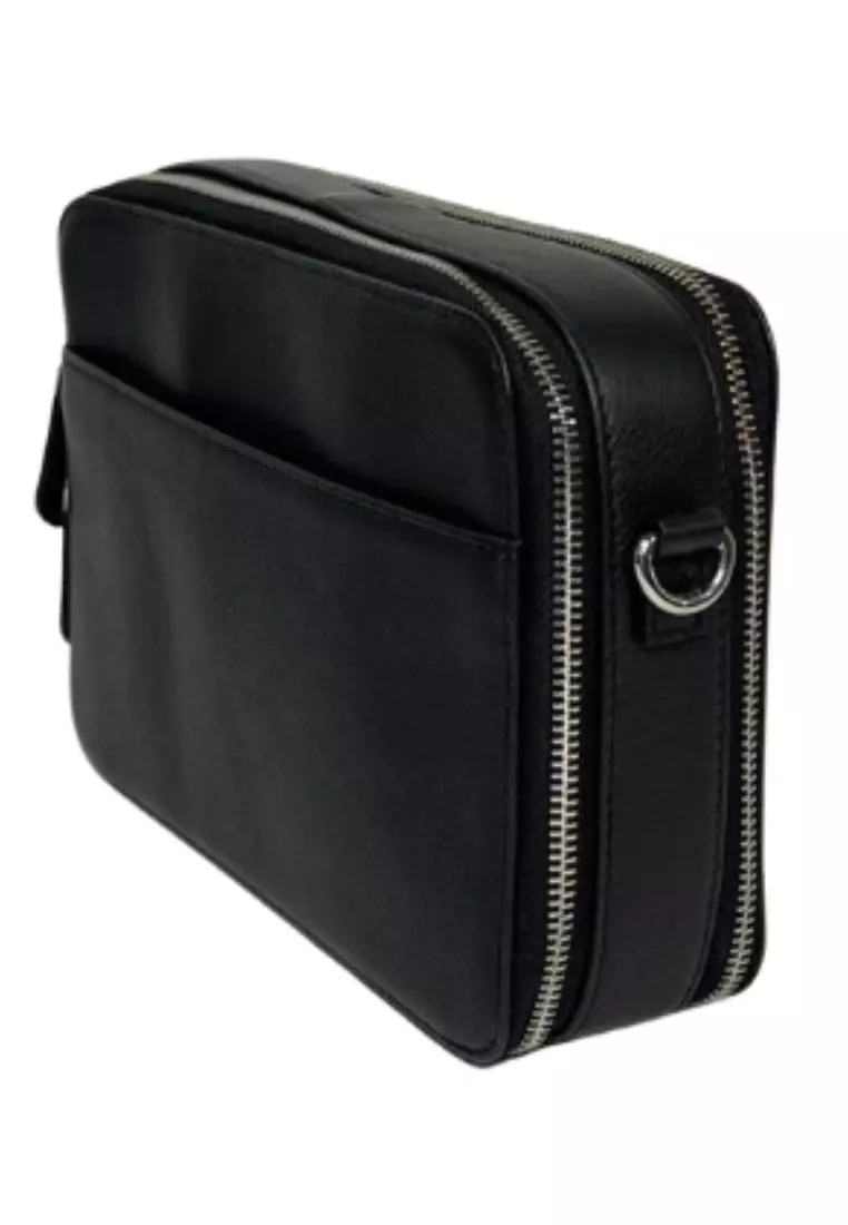 Oxhide Leather Messenger Bag - Full Grain Leather Sling Bag - Leather Sling Bag for Men J0081-black