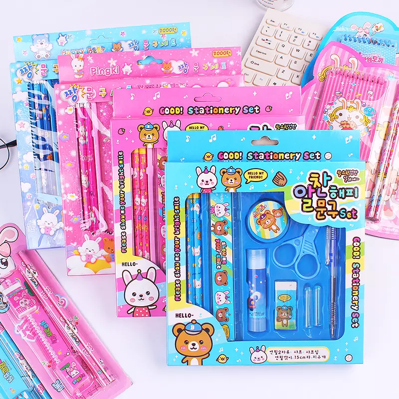 Wakakids Set Alat Tulis Anak Karakter Paket Lengkap 10in1 Stationary Sekolah Venhs Pink