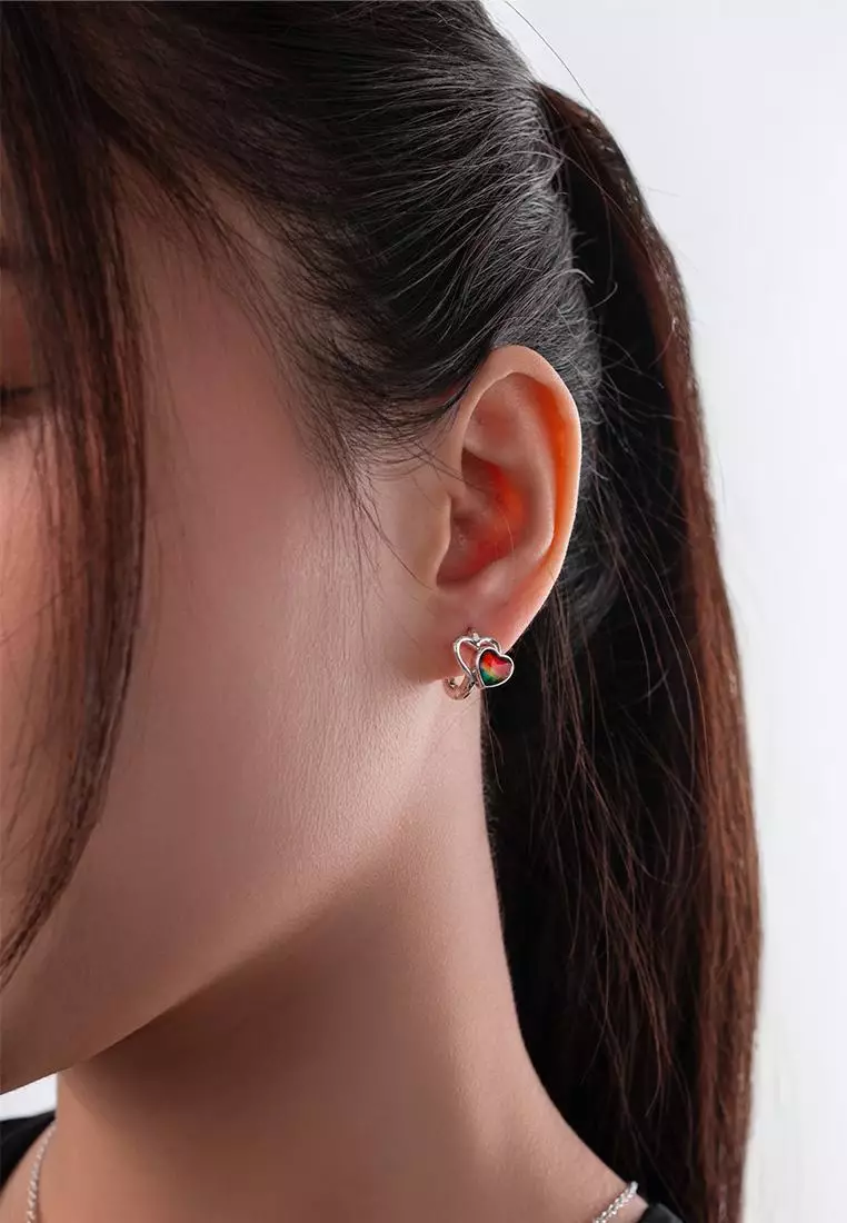 斑彩石圈式耳环042（银）