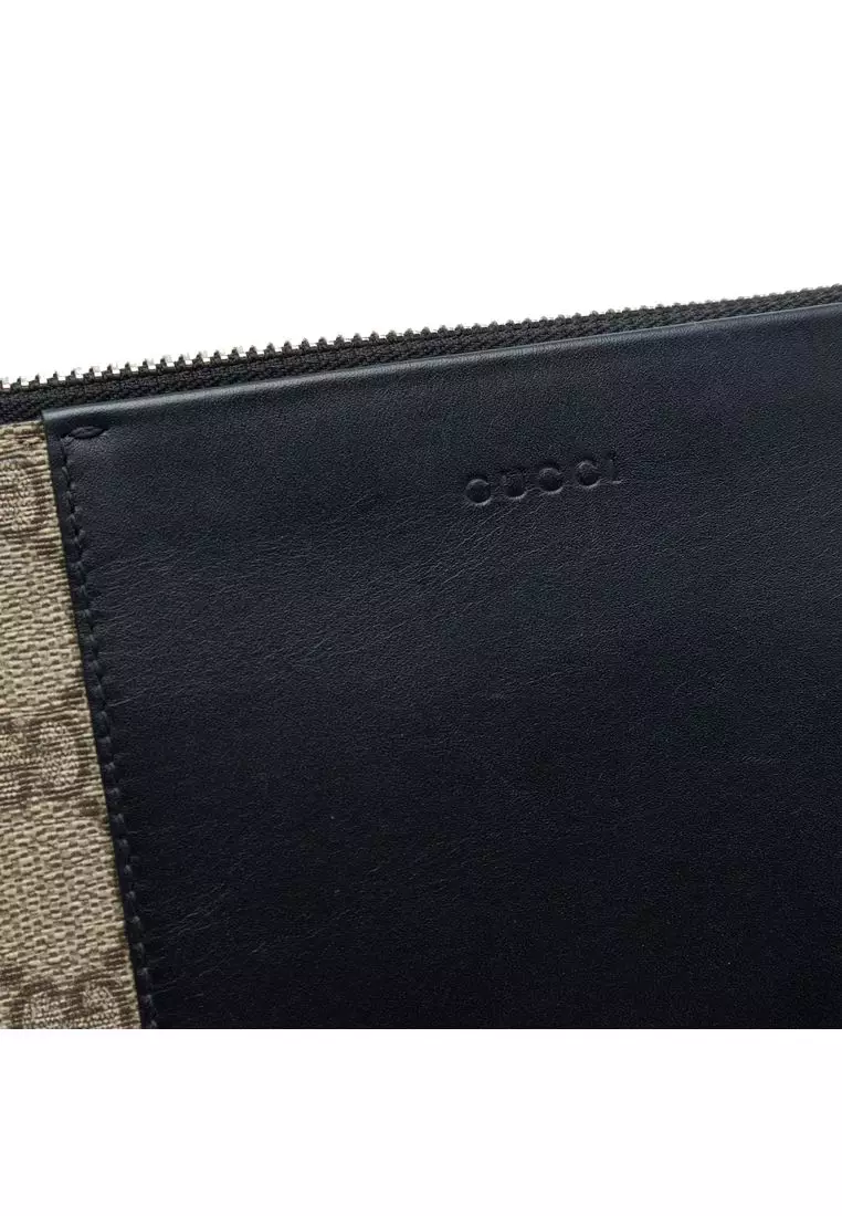 Pre-Loved Gucci Gg Supreme Wristlet Zip Pouch