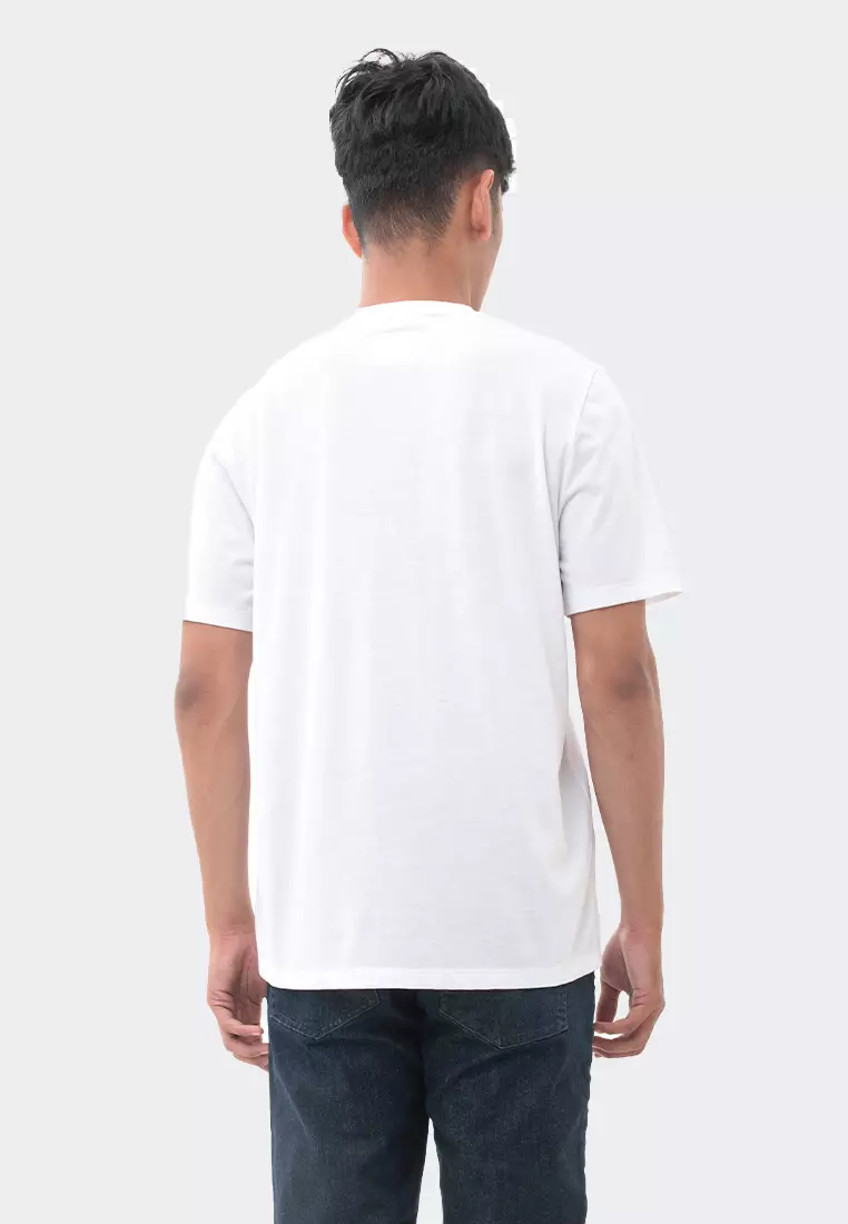 MANZONE Kaos Pria Lengan Pendek  BAJAJ OREN - WHITE