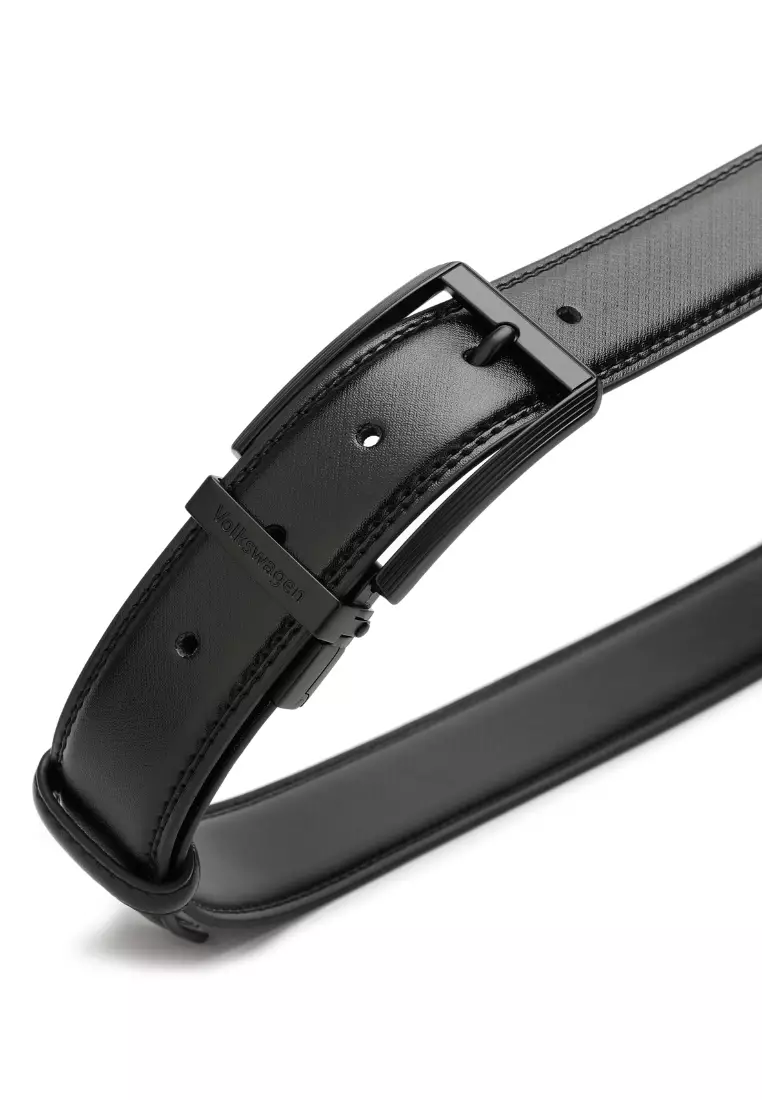 Men's 35mm Pin Buckle Genuine Leather Reversible Textured Belt