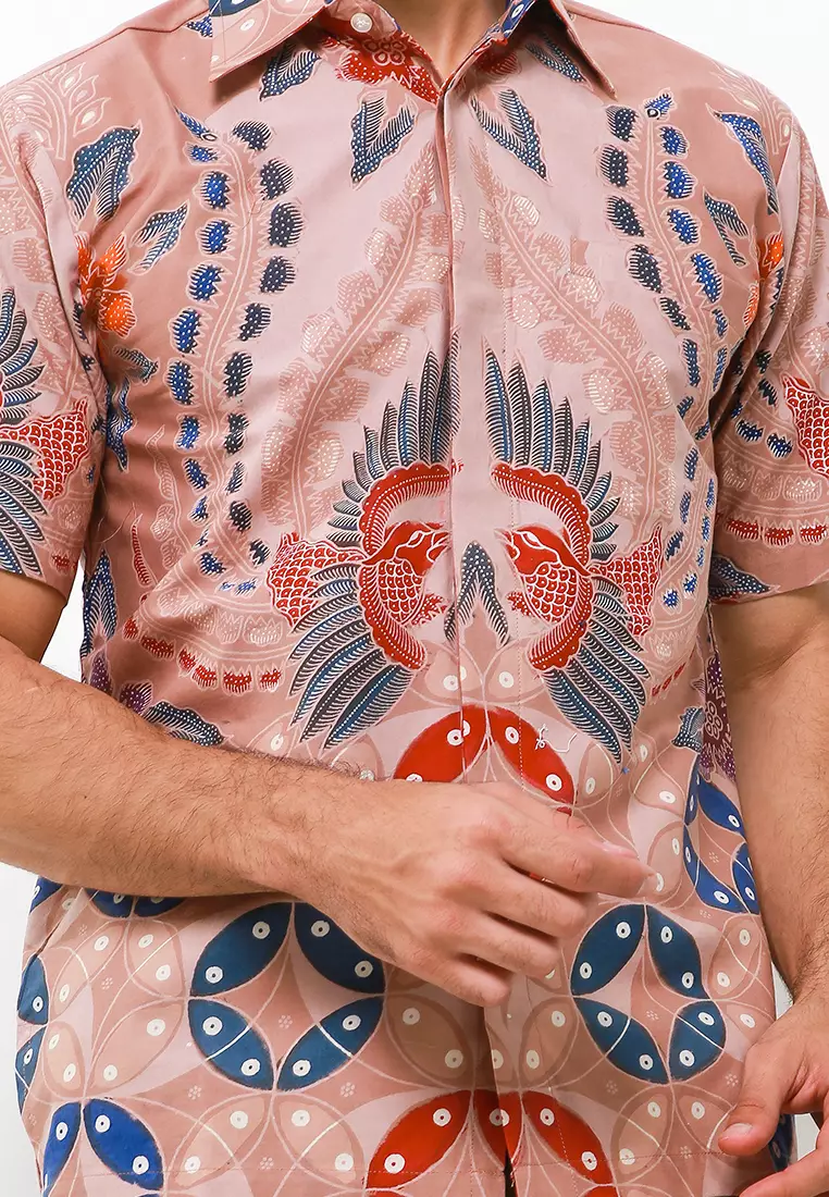 Sambara Kemeja Batik Tulis Premium Pria Casual Modern Lengan Pendek