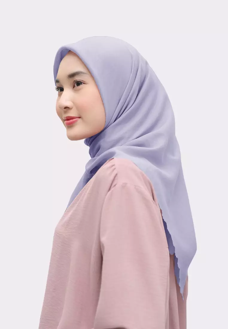 Zelena - Yuki Plain Paris Japan | Hijab Segiempat Paris Polos Lasercut - Icelandic Blue