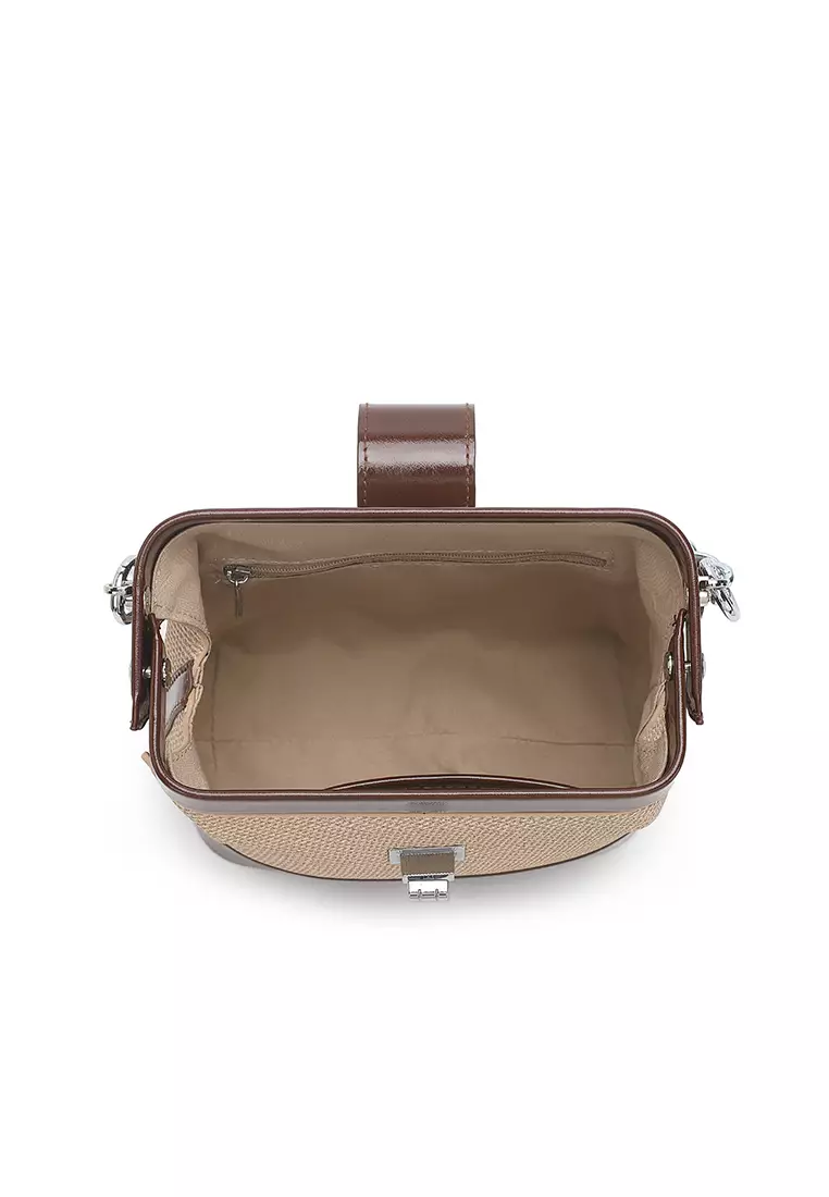 Women's Top Handle Bag / Sling Bag / Crossbody Bag / Shoulder Bag - Light Apricot / Brown