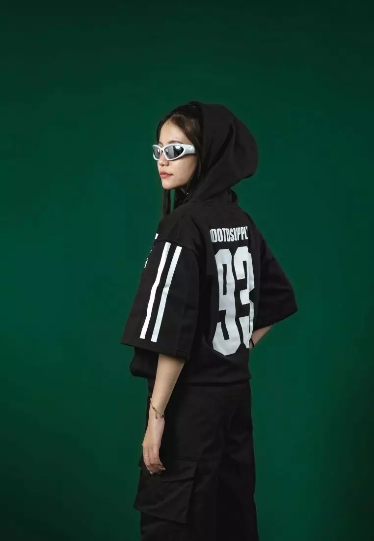 OOTDSUPPLY - Pullover Hoodie Short Sleeves Mirage 93 Black | Hoodie Pria & Wanita HDLP004