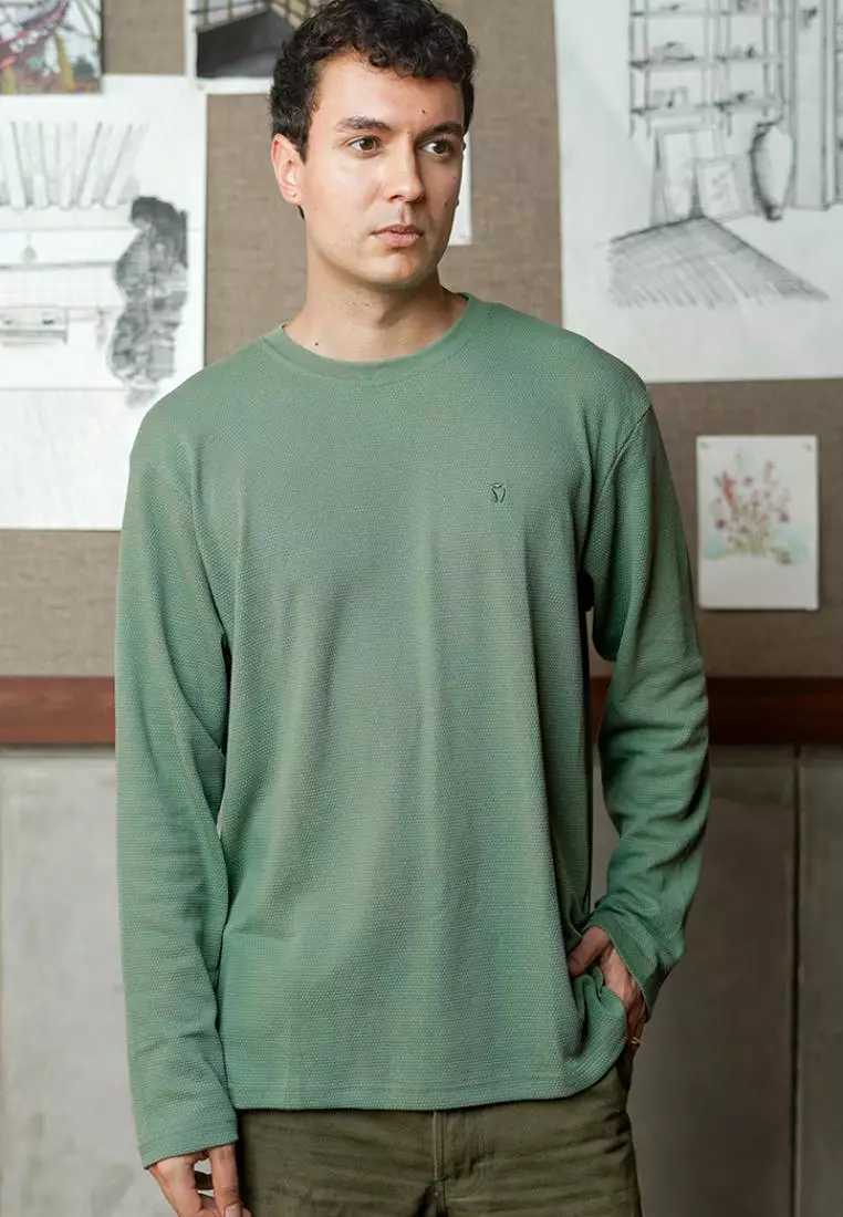 MATSUDA Kaos Lengan Panjang 20S Texture Popcorn Katun Nagato