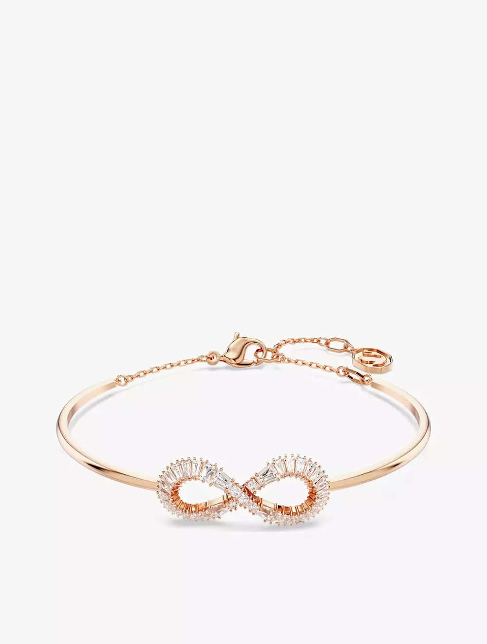 Hyperbola Bangle, Infinity, White, Rose Gold-Tone Plated - White