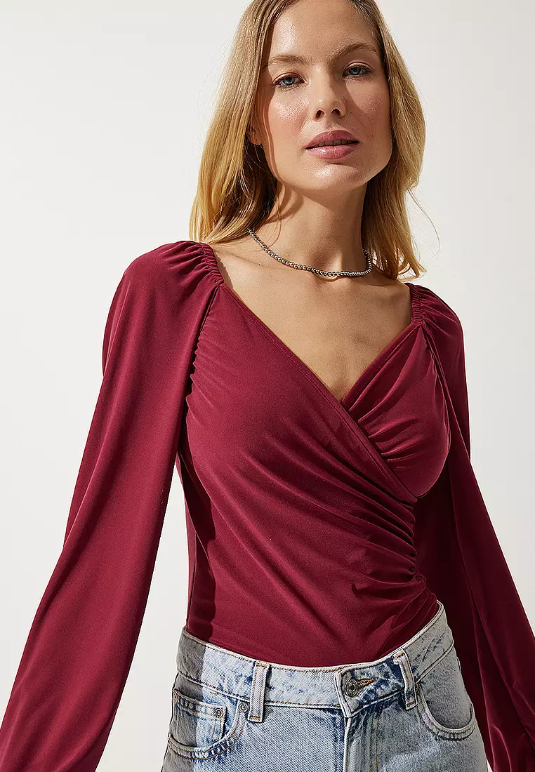 Long Sleeves Surplice Blouse