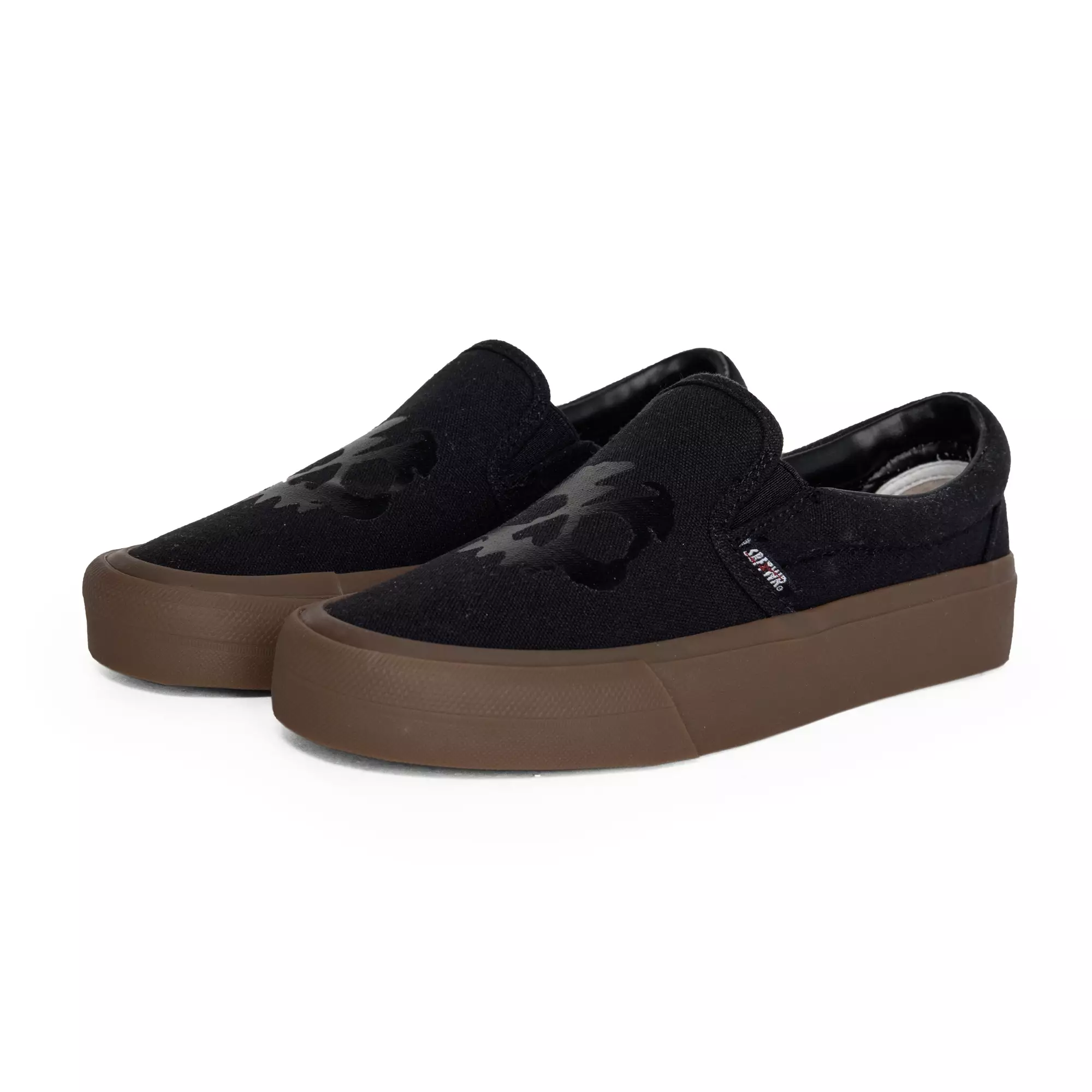 SABA Slip On Skull All Black Dark Gum - Sepatu Sneakers Casual Pria Wanita