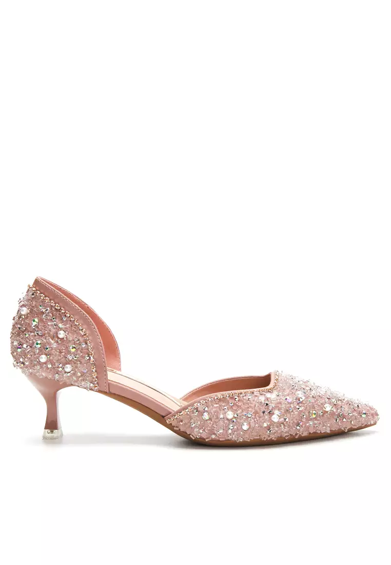 4.5CM Rhinestone Pointy Hollow Pumps XJ3128-6