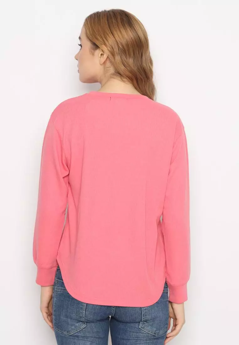 MATSUDA Kaos Polos Wanita Waffle Lengan Panjang Cotton Liv