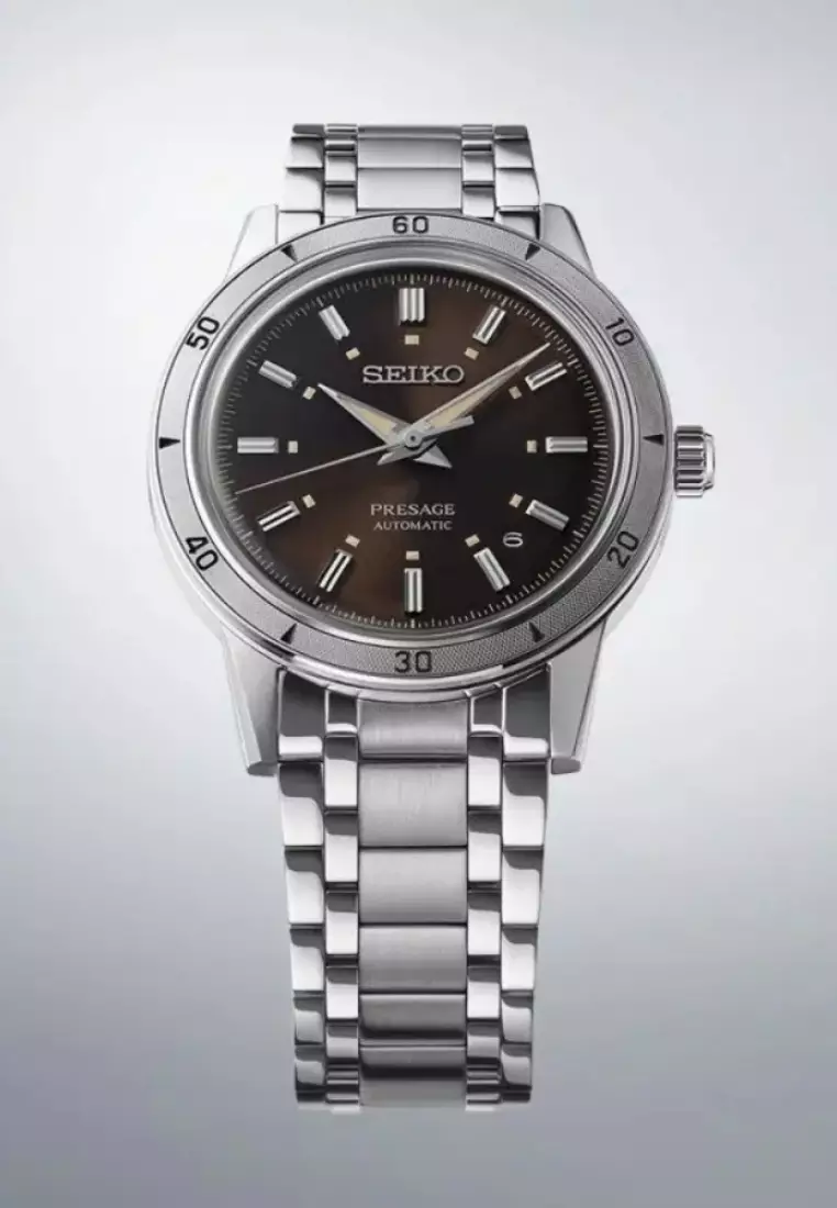 Seiko Presage Style 60s ‘Elegant Yet Rugged’ In Brown Dial Stainless Steel Band Automatic Watch SRPL09J1