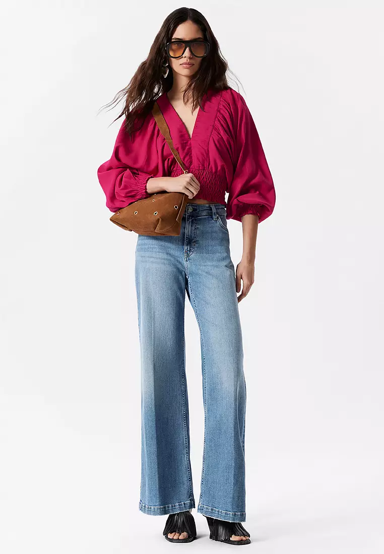 Smocked Puff-Sleeve Blouse