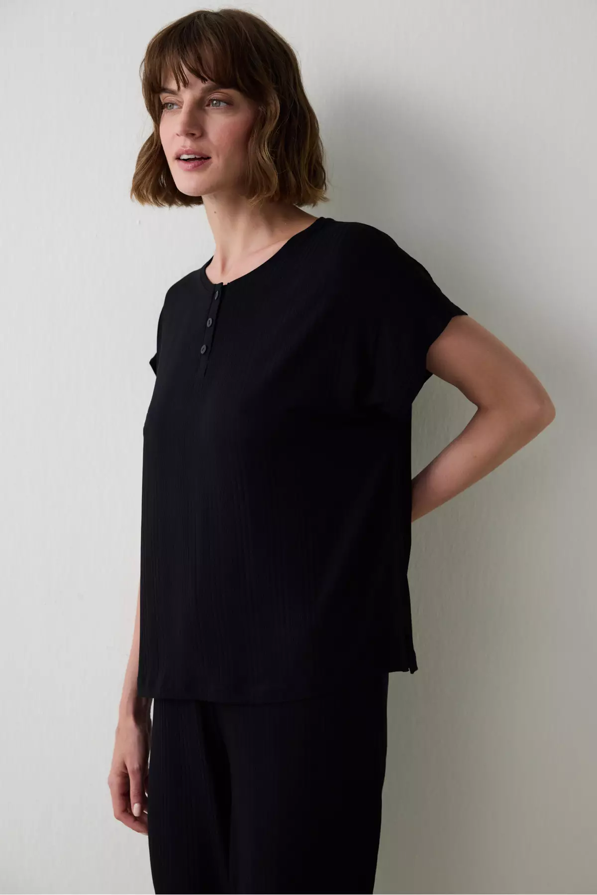 Black Weekend Time Crew Neck Short Sleeve Pajama Set