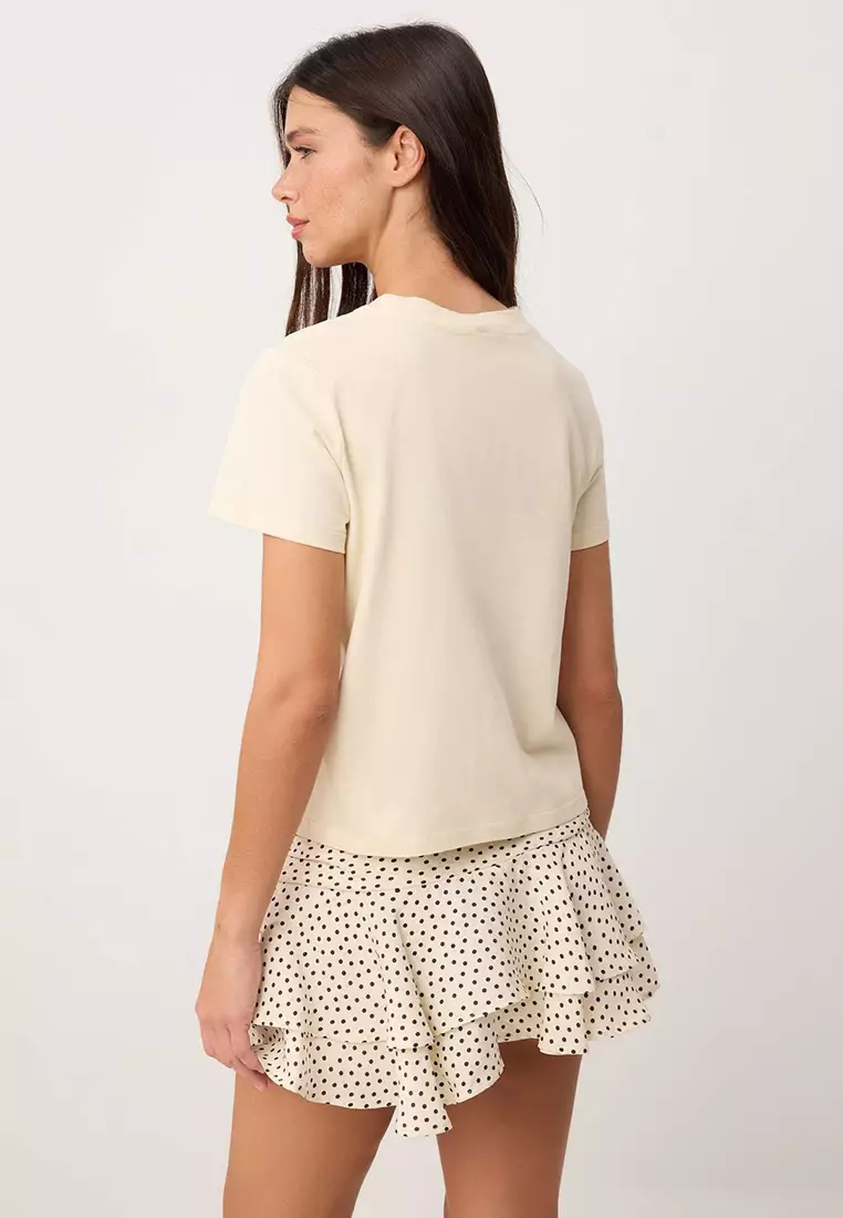 Stone Embroidery Regular/Normal Fit Short Sleeve 1% Cotton Knitted T-Shirt Twoss26Ts124