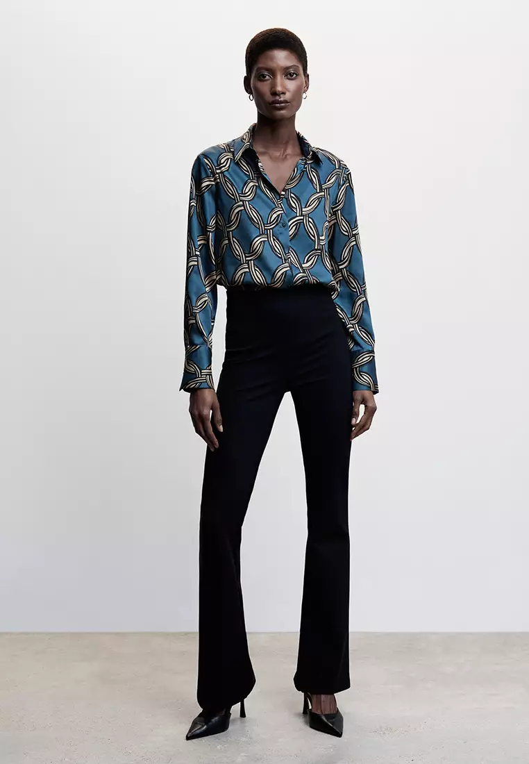 Satin print blouse top