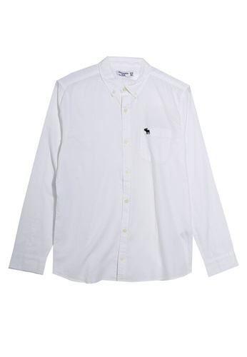 Abercrombie & Fitch white Dense Twill Shirt BD348KA0B92813GS_1
