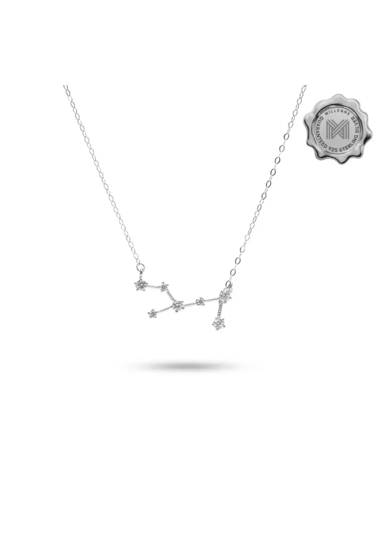 Match The Stars Virgo Constellation Silver Necklace with 925 Sterling Silver