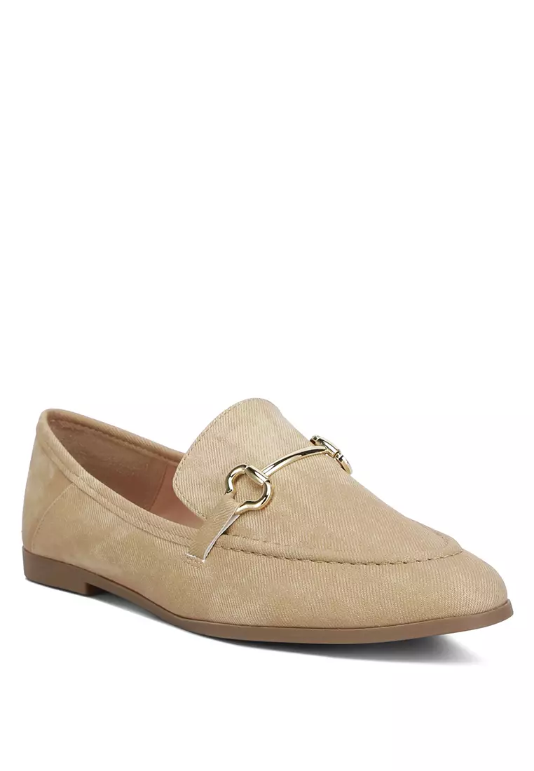 Sepatu Kanvas Horsebit dalam warna Krem