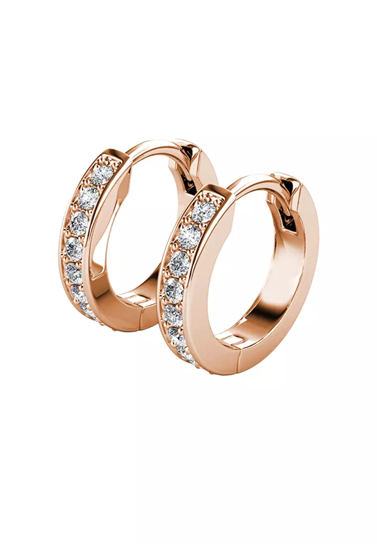 Her Jewellery Circle Hoop Earrings (Crystal/ Rose Gold) - Luxury Crystal Embellishments plated with 18K Gold