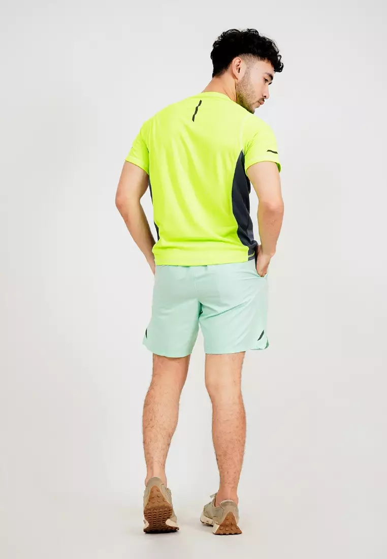 Tiento Setelan Olahraga Kaos Lari Dry Fit Lime Lengan Pendek Baju Running Celana Pendek Gym Fitness Sport Extra Lite Green