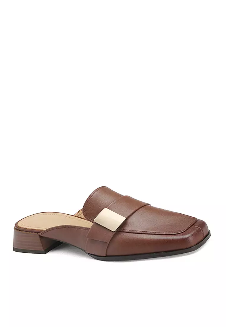 Discount on Twenty Eight Shoes  shoes - SKU: VANSA Top Layer Cowhide Flat Mules VSW-C03071835
