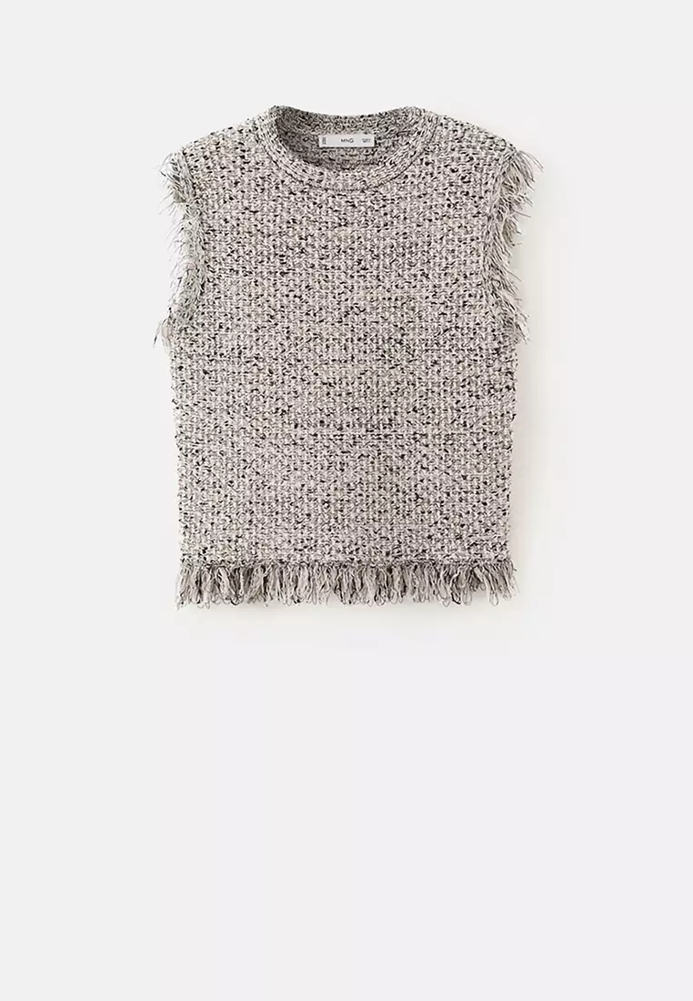 Fringed Tweed Top