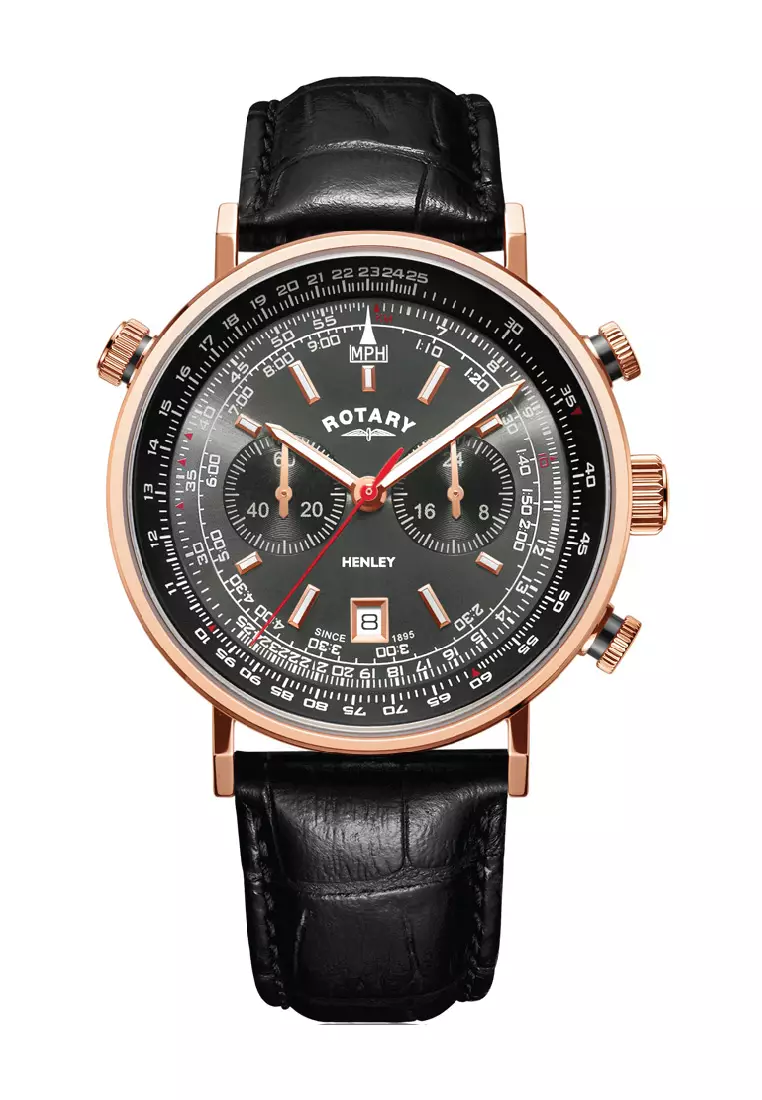 Rotary men's interchangeable clearance leather strap watch