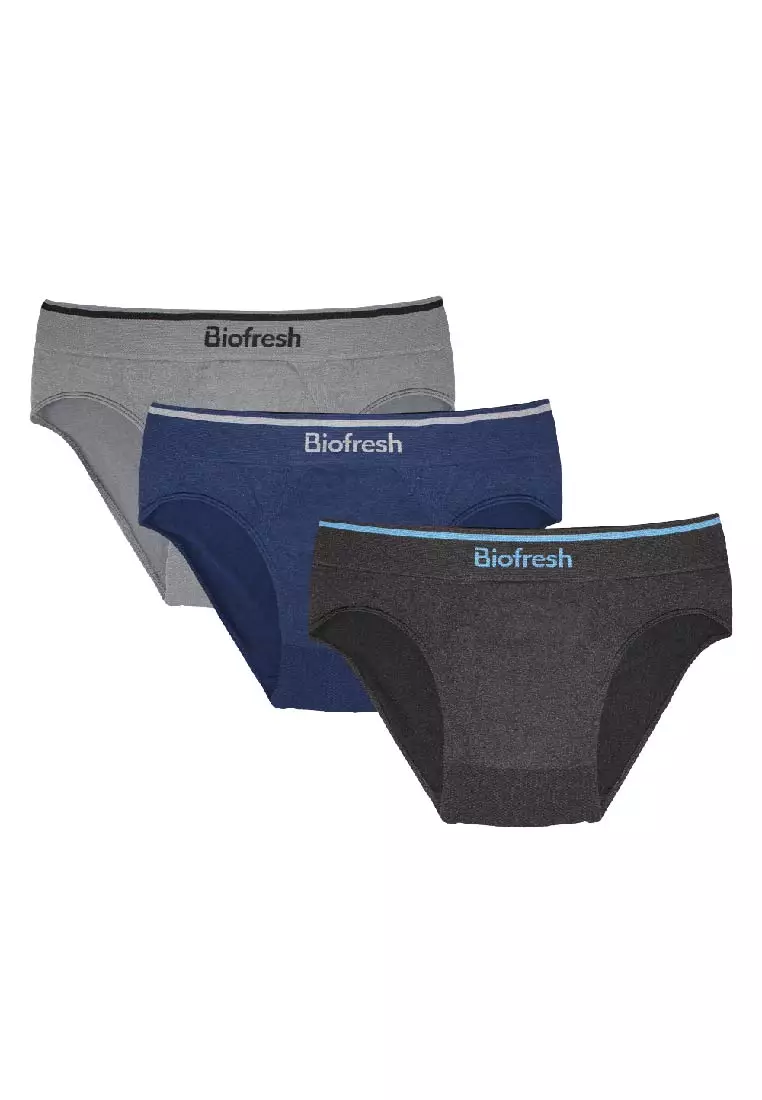 Buy Biofresh Men's Antimicrobial Seamless Bikini Brief 3 Pieces In