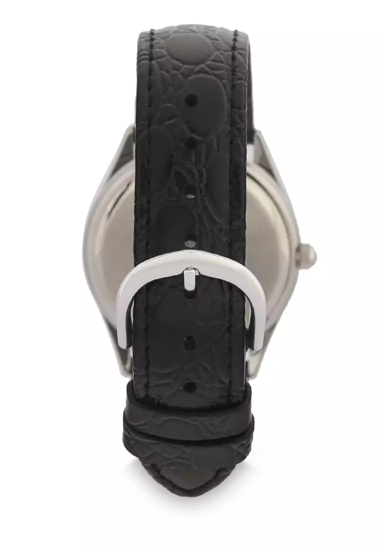 Casio Jam Tangan Pria - Black Silver - Leather Strap - MTP-1094E-7BDF