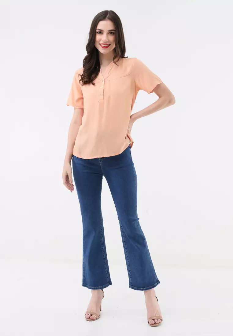 Short Slvs Chinese Collar Blouse
