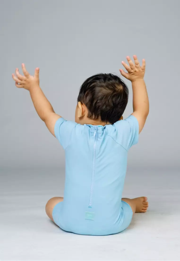 Soleil Baby Rompers Diving Unisex Short Sleeves - Blue Beach