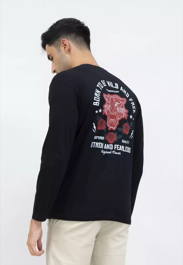 Kaos cotton combed lengan panjang pria unisex houseofcuff Born Tiger