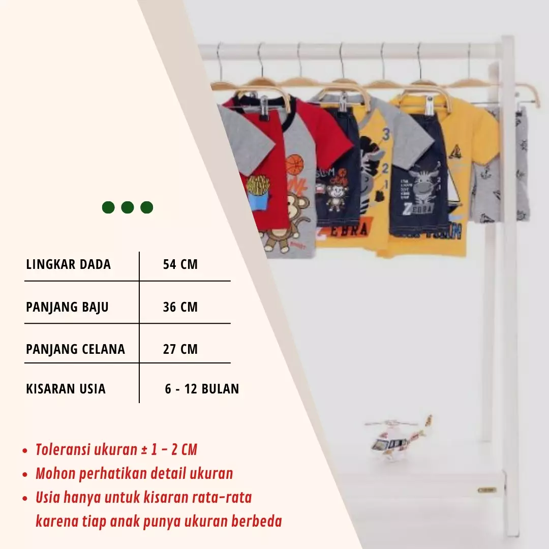 Wakakids Setelan Baju Singlet Bayi Anak Laki Laki Usia 6 Bulan Hingga 12 Bulan Motif Put You Dino 3123 Biru