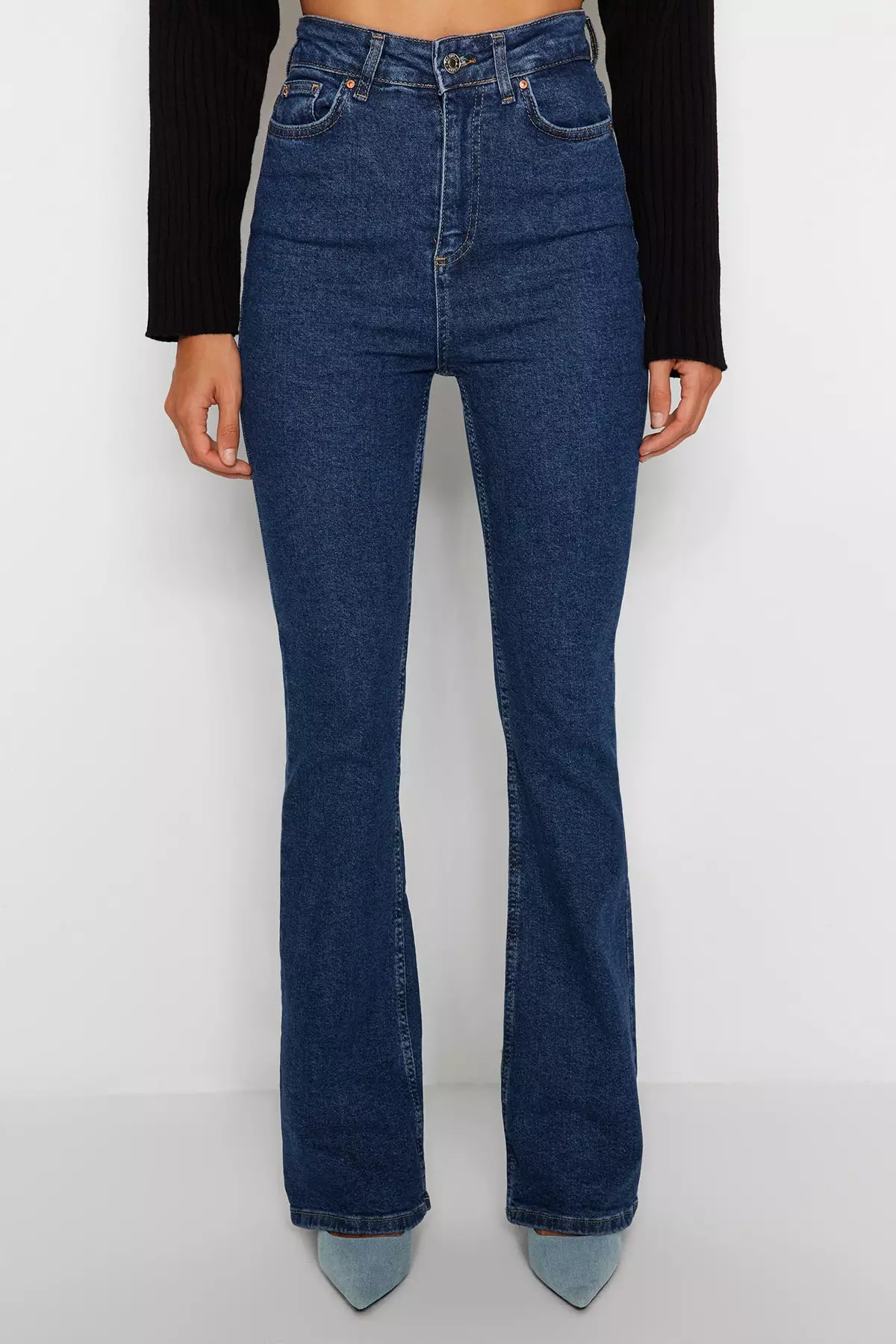 Flared Fit High waist Jeans, Dark Blue