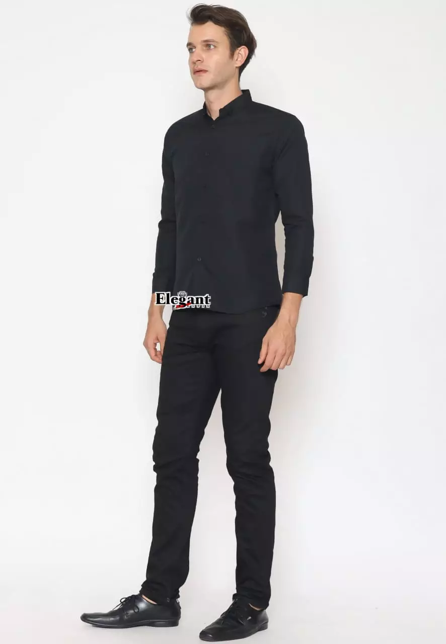 Kemeja Polos Hitam Premium Slimfit Elegant