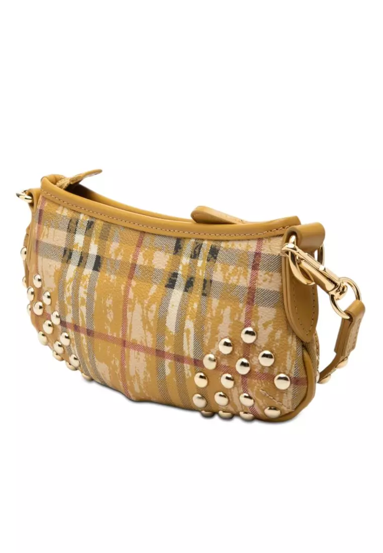 Pre-Loved Burberry Studded Haymarket Check Coated Canvas Canterbury Crossbody