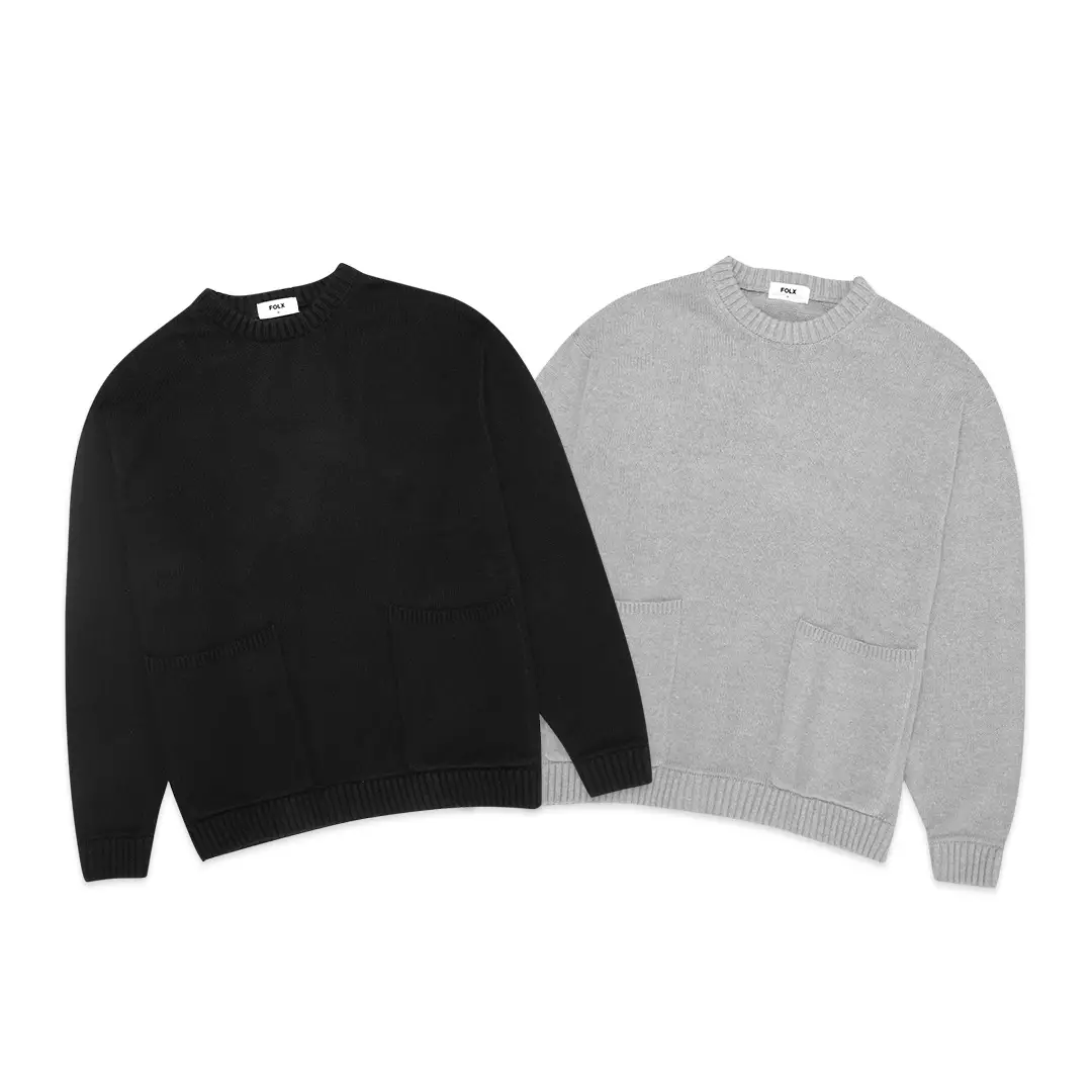 5 Gauge Wide Smock Sweater Grey