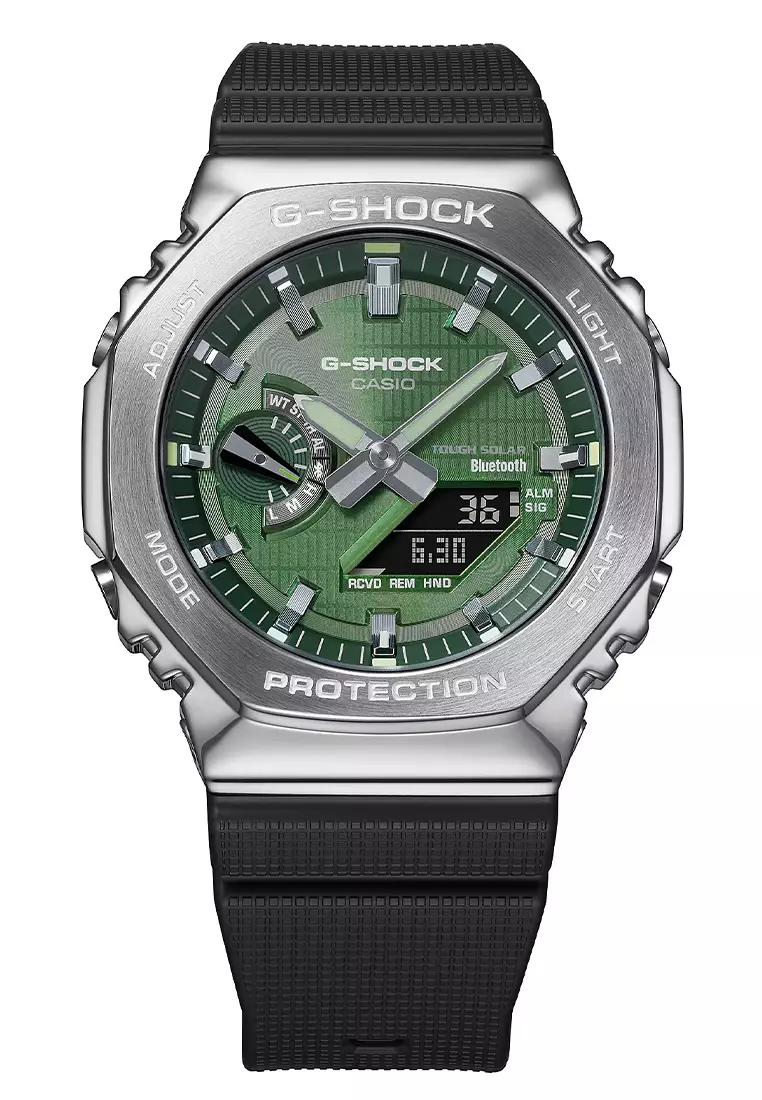 Casio G-SHOCK G-Steel GBM-2100-1A3 Jam Tangan Analog Digital Pria - Green Dial Black Resin Band