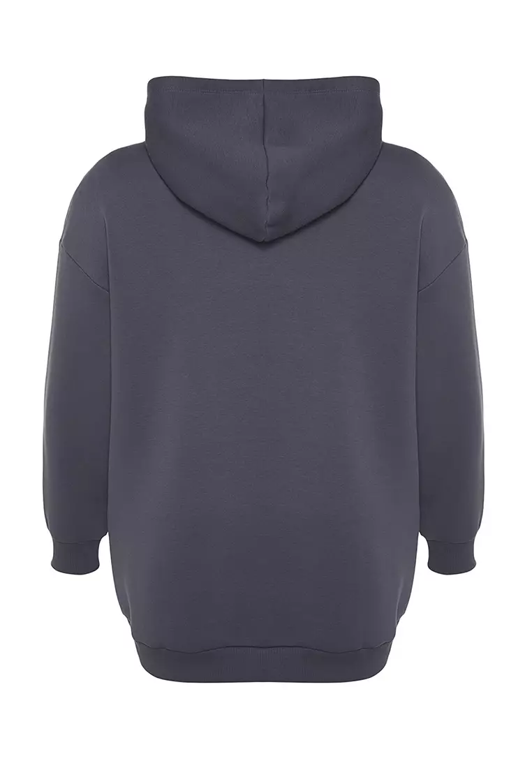 Anthracite Embroidery Detail Oversize Knitted Sweatshirt Tbbaw24Ao00018