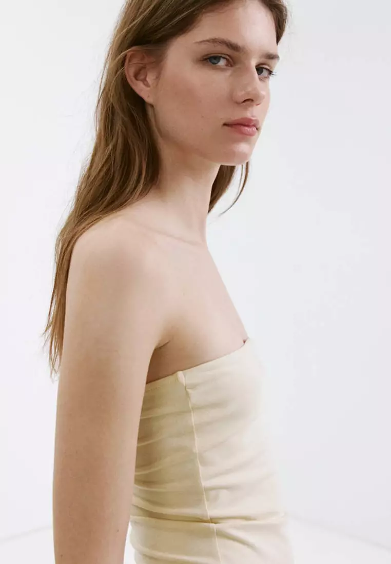 mango english embroidered strapless dress Strapless crystal dress - Women