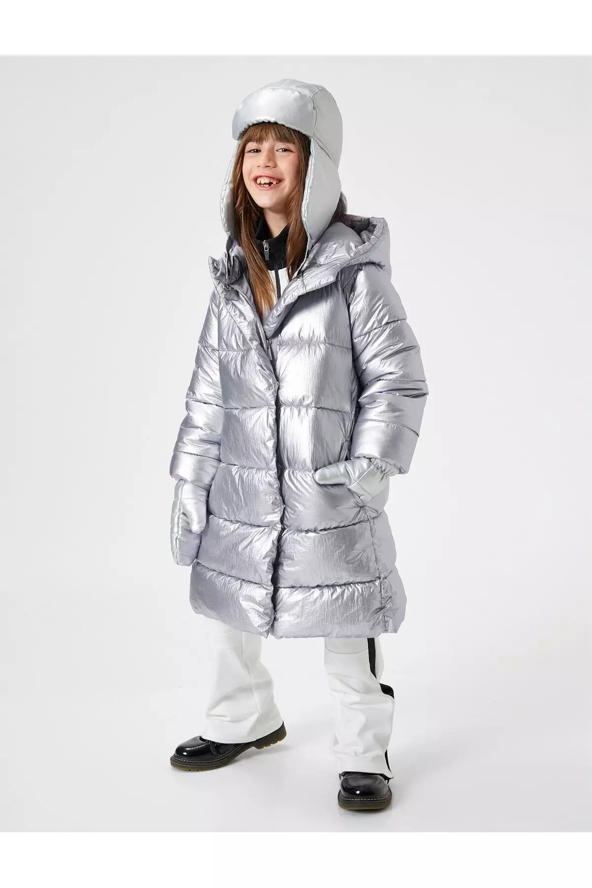 Long Puffer Jacket Hooded Padded Zipper Pocket